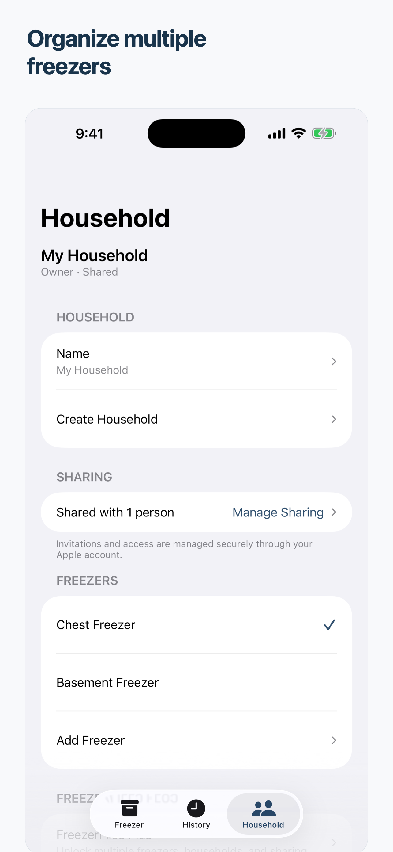 FreezerFiles multiple freezer management