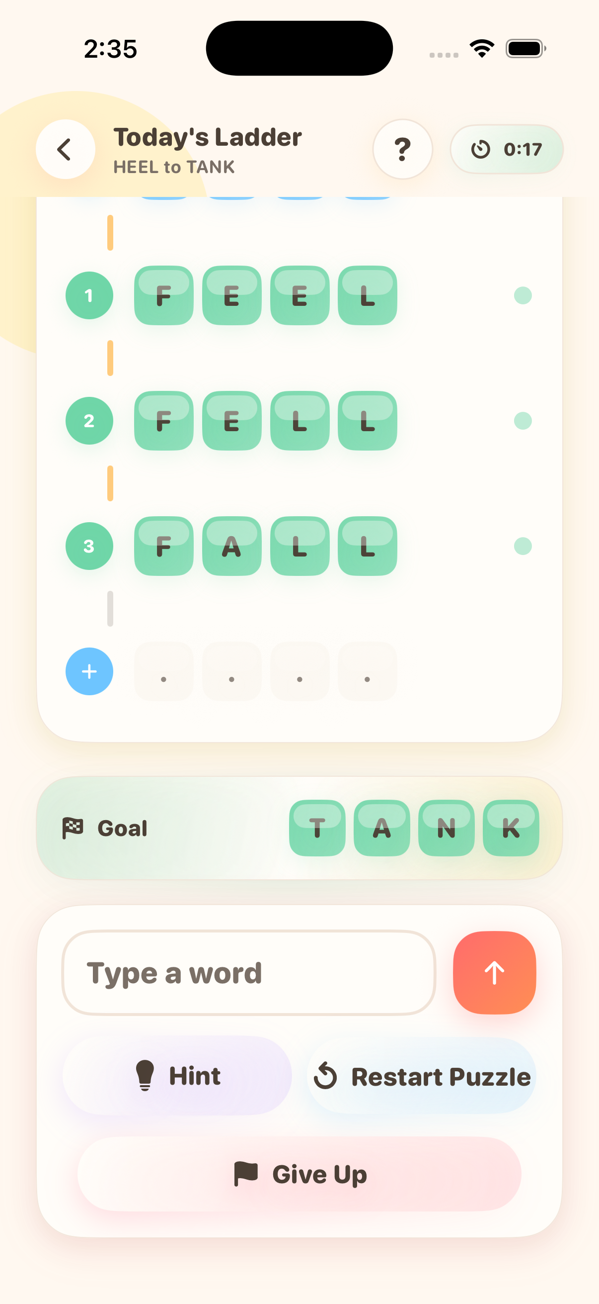 Ladderly puzzle screen