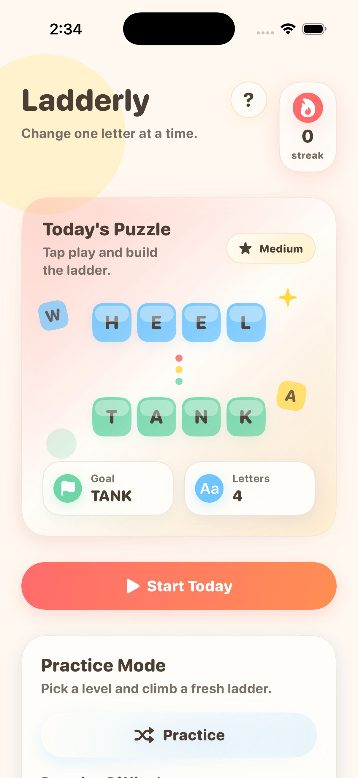 Ladderly home screen